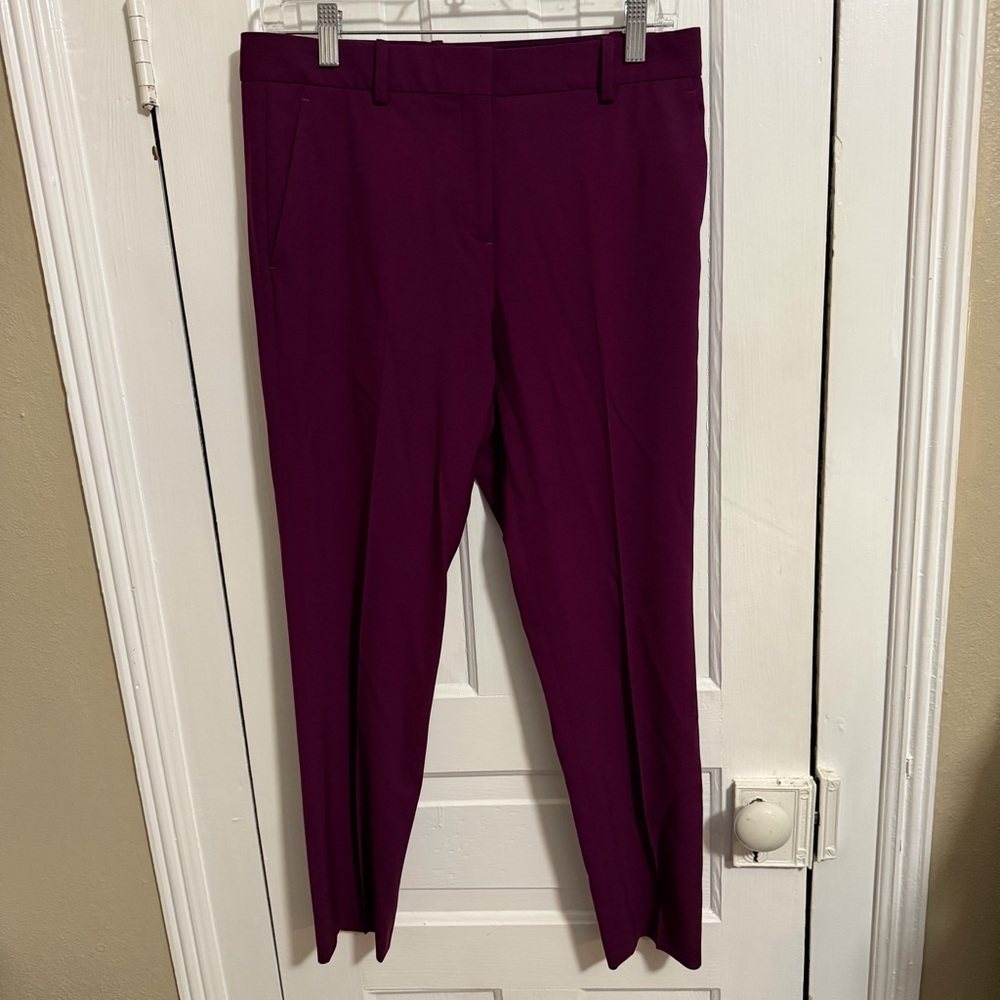 Theory Treeca Traceable Wool Trouser Pants Purple Size 4 A2